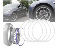 LNNLOO 16-21in Universal Wheel Hub Decorative Bar, Rim Protectors for Alloy Wheels, 4 Piece Ylon Round Edge Decoration - Protective Ring, Good Elasticity, Fits Many Cars,20in,White