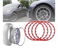 LNNLOO 16-21in Universal Wheel Hub Decorative Bar, Rim Protectors for Alloy Wheels, 4 Piece Ylon Round Edge Decoration - Protective Ring, Good Elasticity, Fits Many Cars,17in,Red