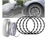 LNNLOO 16-21in Universal Wheel Hub Decorative Bar, Rim Protectors for Alloy Wheels, 4 Piece Ylon Round Edge Decoration - Protective Ring, Good Elasticity, Fits Many Cars,17in,Black