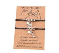 Lnnmomn 2pcs/set Couple Bracelets Braided Hand Ropes For Women Pinky Promise Distance Matching Bracelets for Couples, One Size, Alloy Steel, no gemstone