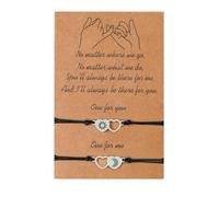 Lnnmomn 2pcs/set Couple Bracelets Braided Hand Ropes For Women Pinky Promise Distance Matching Bracelets for Couples, One Size, Alloy Steel, no gemstone