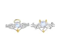 Lnnmomn Angel Devil Matching Promise Rings for Couples,Couple Matching Rings for Woman and Man, Copper, moonlight stone