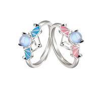 Lnnmomn Angel Devil Matching Promise Rings for Couples,Couple Matching Rings for Woman and Man, Copper, moonlight stone