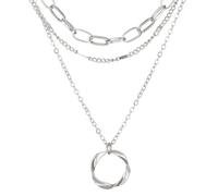 Lnnmomn Gold Silver Layered Necklaces for Women Trendy Layering Circle Pendant Choker Necklaces Set Non Tarnish Jewelry Gifts for women, Metal, alloy