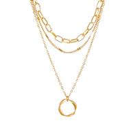 Lnnmomn Gold Silver Layered Necklaces for Women Trendy Layering Circle Pendant Choker Necklaces Set Non Tarnish Jewelry Gifts for women, Metal, alloy