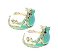 Lnnmomn Tree Frog Ring and Frog Earrings, Adjustable Creative Frog Ring, Open Frogs Shaped Delicate Frog Ring and Frog Earrings Jewelry, Metal