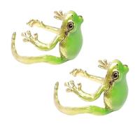 Lnnmomn Tree Frog Ring and Frog Earrings, Adjustable Creative Frog Ring, Open Frogs Shaped Delicate Frog Ring and Frog Earrings Jewelry, Metal