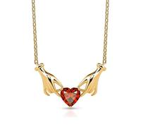 Lnnmomn Valentine's Day necklace, heart-shaped rose, hands holding heart, love tulip, love owl necklace, perfect Valentine's Day necklace, S, Alloy Steel, No Gemstone