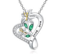 Lnnmomn Valentine's Day necklace, heart-shaped rose, hands holding heart, love tulip, love owl necklace, perfect Valentine's Day necklace, S, Alloy Steel, No Gemstone