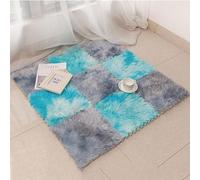 LNNNW Plush interlocking carpet Mat Interlocking Plush Jigsaw Puzzle Floor Mat, Non-Slip Crawling Foam Floor Mat, Home Square Carpet(Blue+Gray,24pcs)