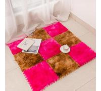 LNNNW Plush interlocking carpet Mat Interlocking Plush Jigsaw Puzzle Floor Mat, Non-Slip Crawling Foam Floor Mat, Home Square Carpet(Rose Red+Orange,24pcs)