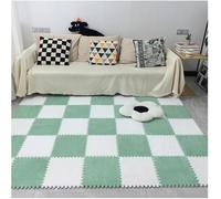 LNNNW Plush interlocking carpet Mat Square Interlocking Carpet Tiles, 30x30x1cm, Plush Foam Floor Mat, Fluffy Jigsaw Puzzle Mats(Green+white,36pcs)