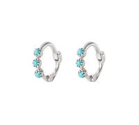 LNNSHX 2PCS 925 Sterling Silver 8mm Luxury Bling Crystal Hoop Earrings for lovers' Girl Women Round Pendientes Earring Jewelry yc701 (Gem Color : Silver color1)