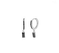 LNNSHX 2pcs 925 Sterling Silver Bling Black Zircon Hanging Pendientes Hoop Earring For Lovers' Valentine's Day Gift Charm Fine Jewelry yc626 (Gem Color : 12)
