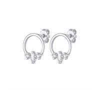 LNNSHX 2pcs 925 Sterling Silver Fine Earrings Pendientes Cute Stud Earring for Woman Lovers' Couples Bling CZ Piercing Earrings Jewelry yc706 (Gem Color : Clear)