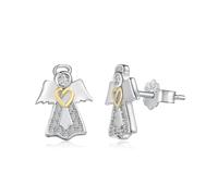 LNNSHX Angel Stud Earrings 925 Sterling Silver Women's Earrings Micro-Zircon Angel Earrings for Everyday Wear A gift for her