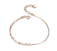 LNNSHX Basic Rose Gold Color Silver Bracelet Cable Box Chain Lobster Lock Bracelets Sterling Silver Jewelry Match Joker