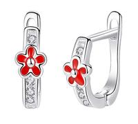 LNNSHX Christmas 925 Red Enamel Crystal Stud Earrings For Jewelry Small Ladybird Ladybug
