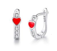 LNNSHX Christmas 925 Red Enamel Crystal Stud Earrings For Jewelry Small Ladybird Ladybug