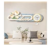LNNSHX Decorative Painting with Clock Large Wall Light Decor with Clock and Remote Control, Art Wall Clock, Wall Sconce for Home Entryway Cafe Decoration Decorative Clock for Living Room(Blue,Large)