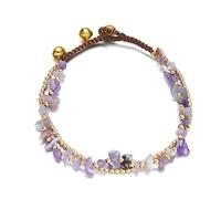 LNNSHX Double-layer Woven Beaded Anklet, Good-looking Fashion Anklet Beach Gala Wedding Style Jewelry（21-25CM） Bracelets (Color : Gules)