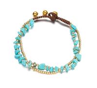 LNNSHX Double-layer Woven Beaded Anklet, Good-looking Fashion Anklet Beach Gala Wedding Style Jewelry（21-25CM） Bracelets (Color : Gules)