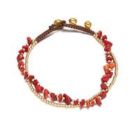 LNNSHX Double-layer Woven Beaded Anklet, Good-looking Fashion Anklet Beach Gala Wedding Style Jewelry（21-25CM） Bracelets (Color : Gules)