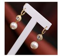 LNNSHX Earring Strong Light Large Particles 11-12mm Freshwater Pearl Inlaid Zirconium Earrings S925 Silver Ladies Earrings (B)