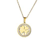 LNNSHX Four Leaf Clover Necklace Heart Shape for Women Girls Delicate Crystal Clover Pendant - 4 Leaf Clover Necklace, Necklace, Lucky Clover Necklace
