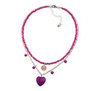 LNNSHX Necklace Heart Pendant Statement Fashion Two Layer Seed Bead Chains Natural Stone Necklace for Women Gift (Metal Color : Turquoise) (A Purple Turquoise)
