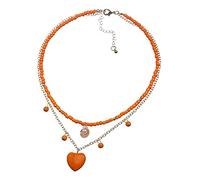LNNSHX Necklace Heart Pendant Statement Fashion Two Layer Seed Bead Chains Natural Stone Necklace for Women Gift (Metal Color : Turquoise) (A Purple Turquoise)