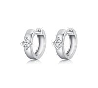 LNNSHX Small Ear Buckle with Single Diamond 925 Sterling Silver Women's Earrings Classic Small Silver Earrings Everyday Wear Birthday Gift