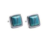 LNNSHX Square Turquoise Stud Earrings, Sterling Silver Western Boho Earrings Jewelry Gift for Women Her