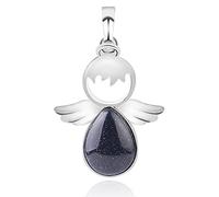 LNNSHX Stone Pendants Necklaces For Women,Pendant Necklace Natural Semi-Precious Crystal 7 Chakra Fashion Hollow Out Angel Blue Sandstone Dainty Necklace Crystal presents For Women Mum Necklaces