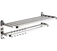 LNNSHX Towel rack，Folding Wall-mounted Towel Rack 304 Stainless Steel, Towel Rail With Hook Multi-function Double Kitchen Rack 68cm