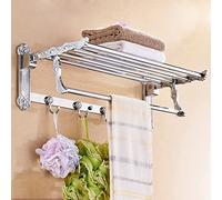 LNNSHX Towel Rails Towel Racks, Bathroom Towel Rack Wall Mounted Towel Holder,Bath Towel Rack,Bathroom Movable Rack Towel Rack with Towel Bars and Hooks,Stainless Steel Bathroom Towe