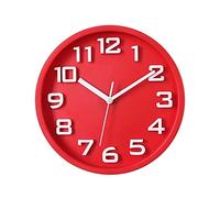 LNNSHX Wall Clock Silent Round Silent Wall Clock Indoor Office/Home/Kitchen/Bedroom Wall Clock Battery Powered (red) (Color : B)