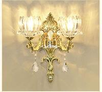 LNNSNE Appliques murales, Lobby Moderne Éclairage Golden Classical Cristal Escalier Zinc Alliage Crystal Décoration de la Maison(2arms Wall Lamp)