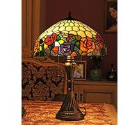 LNNSNE Elegant Stained Glass Table Lamp for Bedroom & Living Room - Handcrafted Art Nouveau Style