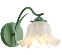 LNNSNE Iron Lamp Body Acrylic Flowers Cream Style Lamps French Background Creative Wall Sconces with /26 Base for Study Living Room Hallway Dining Room(Red)