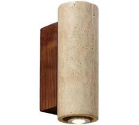 LNNSNE Lamps & Sconces Japanese Wabi-sabi Style Lamp Natural Yellow Travertine Light Retro Farmhouse Art Deco Wall with Solid Wood Base, for Aisle Bedroom Bedside Li
