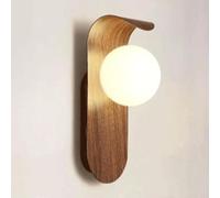 LNNSNE Walnut Texture Glass G 9 Source Wall-Mounted Lamp, Bedroom Bedside Background Wall Light, Living Room Study Corridor Staircase Indoor La