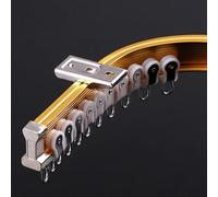 LNNW Curtain Rail Bendable Curtain Track System, Ceiling/Wall Mount Gold Curtain Rods, Home Bathroom Campervan Curtain Rail, Mute Rollers for Living Room,Bedroom, Bathroom (Color : Ceiling Mount, Si