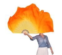 LNNXSZ Belly Dance Fan Dance Fan Veil Pair 2pcs Circle Real Silk Dancer Practice Show Props Extra Long Flowy Folk Costume(Color 7,2pcs Right -2 People)