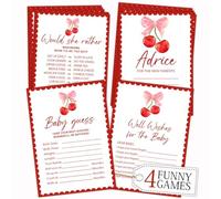 LNOKRIM Cherry Baby Shower Decorations, Include 4 Cherry Funny Games Would she Rather, Baby Guess, Well Wishes and Advice, Suitable 20 Guests to Play