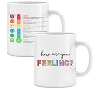 LNOKRIM How Are You Feeling, Mental Health Mug, Coffee Cup with Mood Feeling Chart, Gift for Friend Teacher Therapist Counselor, 11 Oz Ceramic Coffee Mug