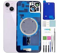 LNONLS 14 Plus Back Glass Replacement for iPhone 14 Plus Rear Back Cover Glass Waterproof and Camera Lens+Professional Repair Tool Kit (Purple)