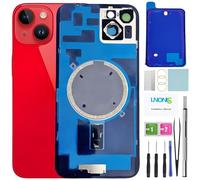 LNONLS 14 Plus Back Glass Replacement for iPhone 14 Plus Rear Back Cover Glass Waterproof and Camera Lens+Professional Repair Tool Kit (Red)