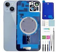 LNONLS 14 Plus Back Glass Replacement for iPhone 14 Plus Rear Back Cover Glass Waterproof and Camera Lens+Professional Repair Tool Kit (Blue)
