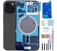 LNONLS 15 Back Glass Replacement for iPhone 15 Rear Back Cover Glass with Logo Waterproof and Camera Lens+Professional Repair Tool Kit (Black)